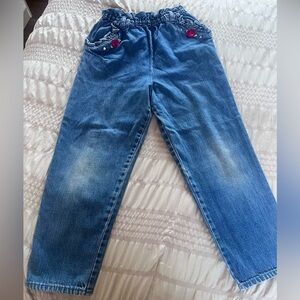 Vintage Kids' Blue Denim Jeans with Embroidered Accents